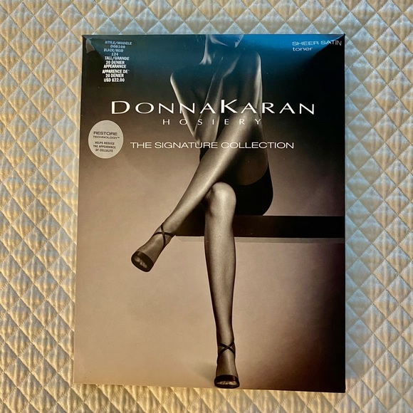 Set of TWO Brand New DONNA KARAN HOSIERY SIGNATURE /  Sheer Satin TONER in Black - Picture 2 of 3